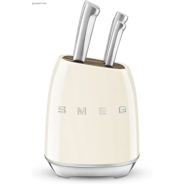 Smeg Cream Stainless Steel Knife Block Set