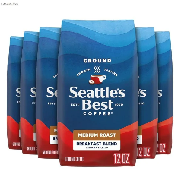Seattle’s Best Coffee Breakfast Blend Medium Roast Ground Coffee | 12 Ounce (Pack of 6)