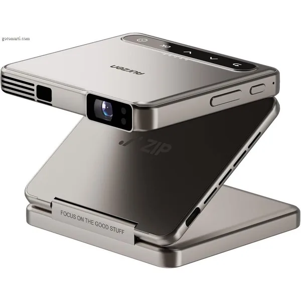 Aurzen ZIP Tri-Fold DLP Truly Mini Projector. Pocket Size. Zero-Lag Focus. One-Click Screen Mirroring. Full-Screen Mode. Type-C Fast Charging. 5.000mAh Battery. Indoor Outdoor Portable Projector.Gold