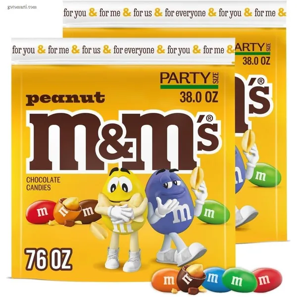 M&M’S Peanut Milk Chocolate Candy. Chocolate Candy Bulk. Party Size 38 oz Bag (Pack of 2)