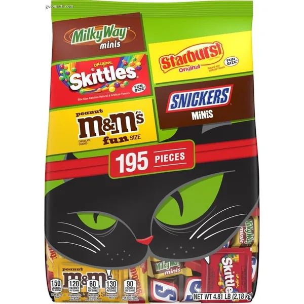 M&M’s. SNICKERS & More Fun Size Halloween Candy Variety Pack. 195 Ct Bulk Bag