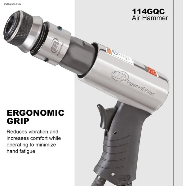 Ingersoll Rand 114GQC Air Hammer – 3 PC Chisel Set with Tapered Punch, Panel Cutter, Flat Chisel, 2-5/8 Inch stroke, 3500 BPM, Lightweight, Compact, Gray