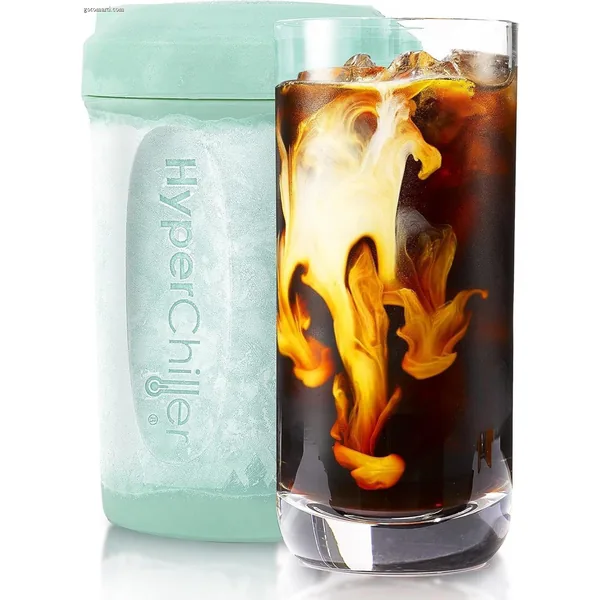 HyperChiller HC2M Patented Iced Coffee/Beverage Cooler. NEW. IMPROVED.STRONGER AND MORE DURABLE! Ready in One Minute. Reusable for Iced Tea. Wine. Spirits. Alcohol. Juice. 12.5 Oz. Mint Blue